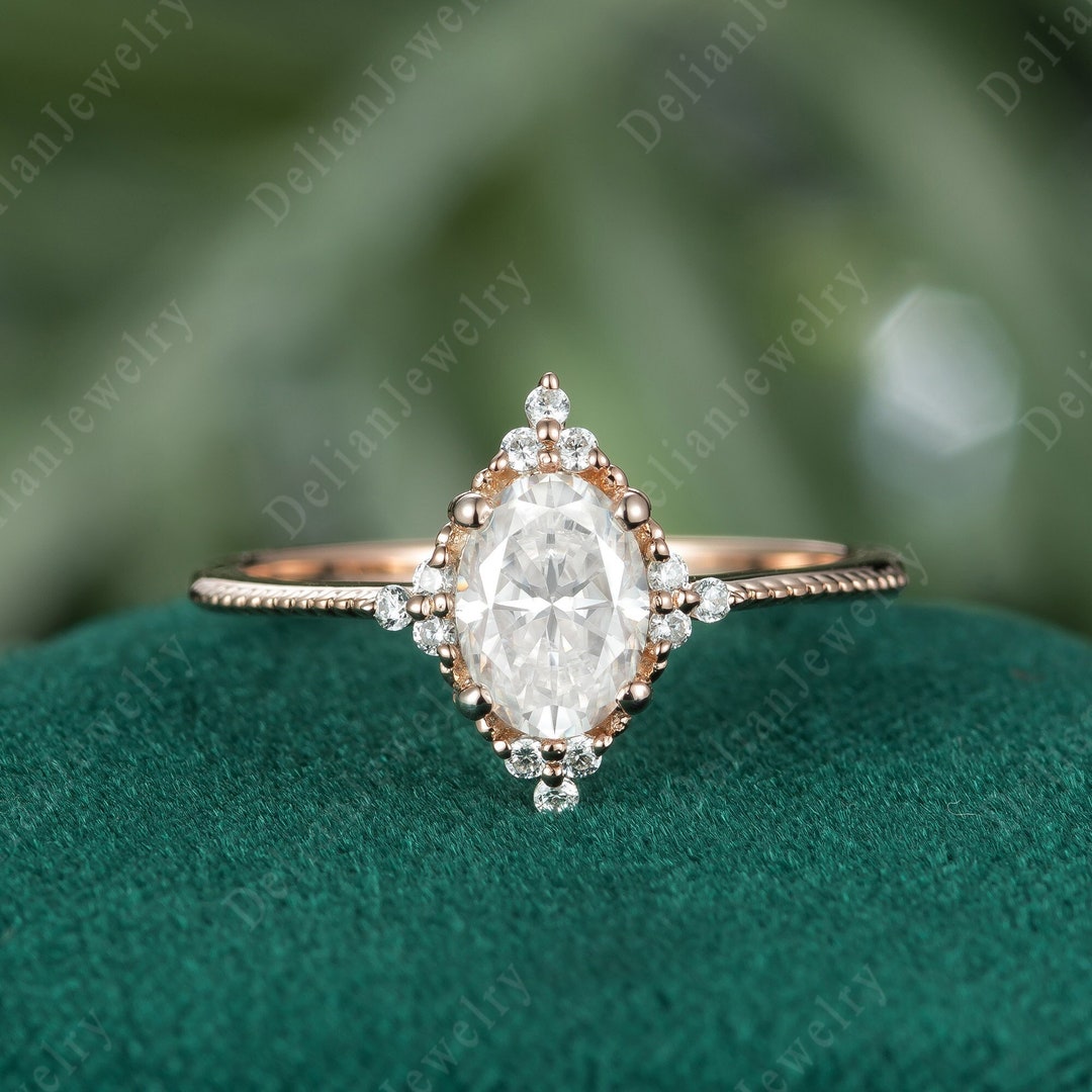 Oval Moissanite Engagement Ringsart Deco Ringsdiamond Rings, Vintage