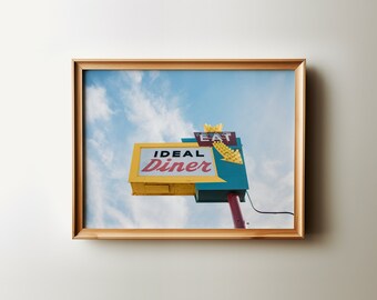 Retro Diner Sign Photo Print, Vintage Americana Wall Art, Minneapolis Kitchen Decor