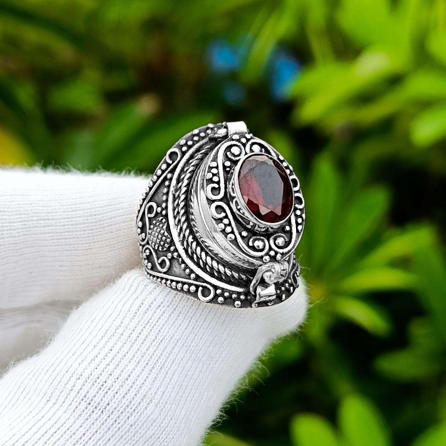 Sterling Silver Plated Poison Ring, Adjustable Pill Box Ring - Etsy
