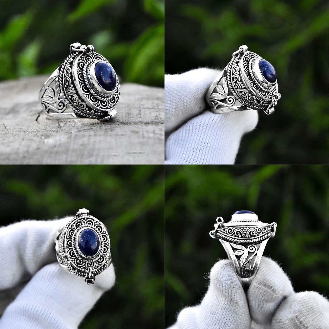 Poisoner Ring , Snuff Ring , Openable Ring , Silver Box Ring , Oval