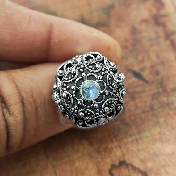 Bague à Poison Ancienne En Argent - Bague De Phalange Secrète, Style Minerve, Occasion Avec Histoire