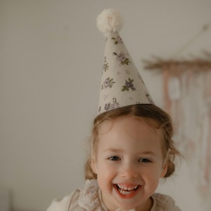 1st Birthday Party Hat, first Crown with Pom Pom, Toddler Birthday Outfit Prop, Cake Smash Hat, Girl Party Accessory, Baby Celebration Hat