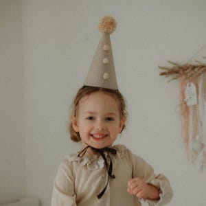 Baby Birthday Hat, 1st Birthday Crown, Party Hat with Pompom, Cake Smash Outfit, 2nd Birthday Hat, Boy Birthday Accessory, 1 baby party hat