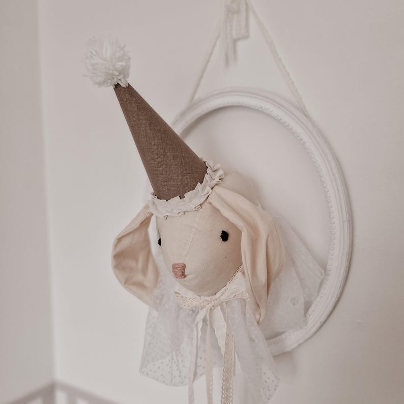 Rabbit Head, Wall Hanging Rabbit Trophy, Nursery Soft Stuffed Toy ...
