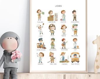 Community Helpers Poster – Jobs & Careers for Preschoolers • Educational Wall Art • Montessori-Inspired Printable• Instant Download
