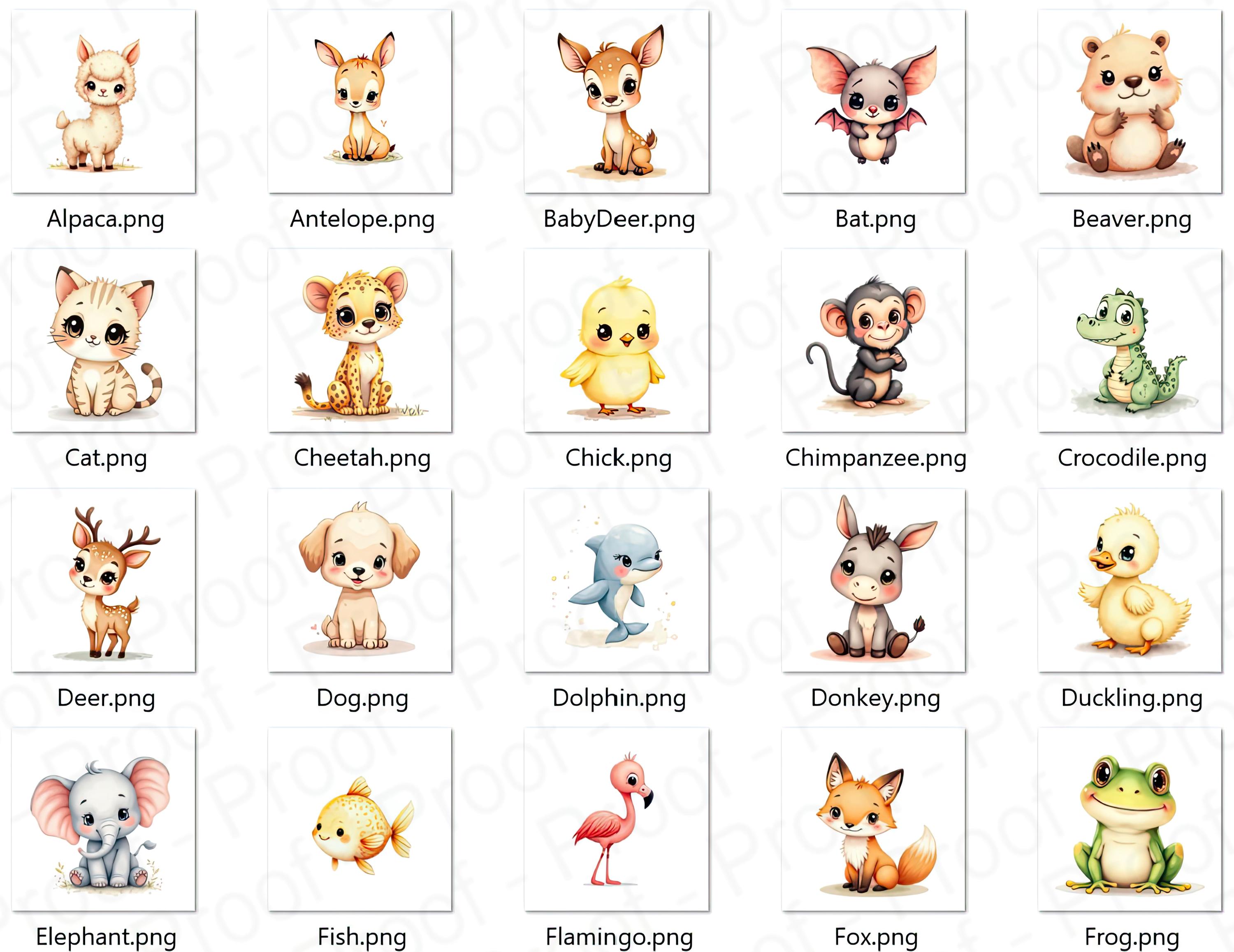 Watercolor Baby Animals Clipart Bundle | Nursery Decor (60 PNG) - Etsy