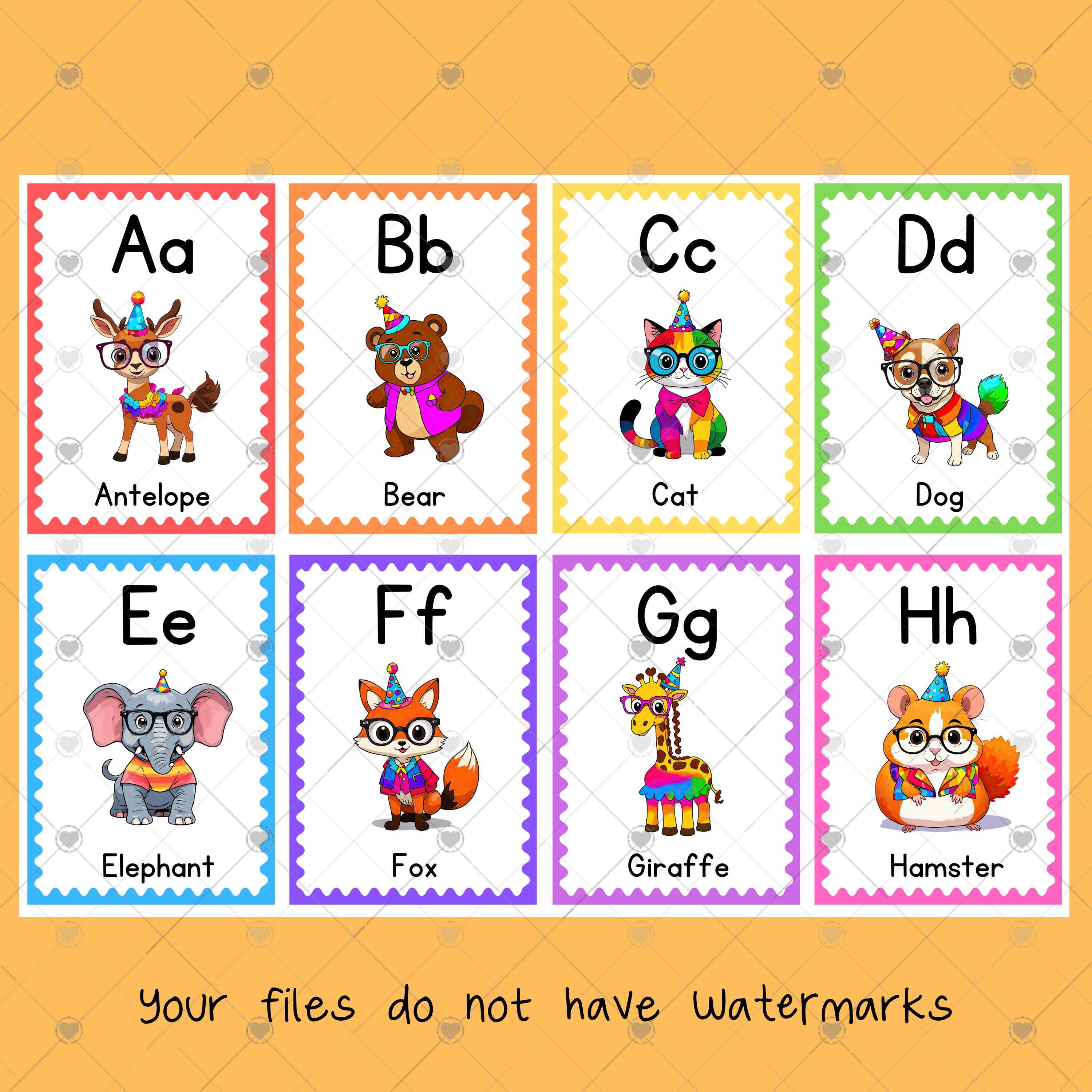 Animal Alphabet Flash Cards: Montessori Homeschool Learning (PDF & JPEG ...