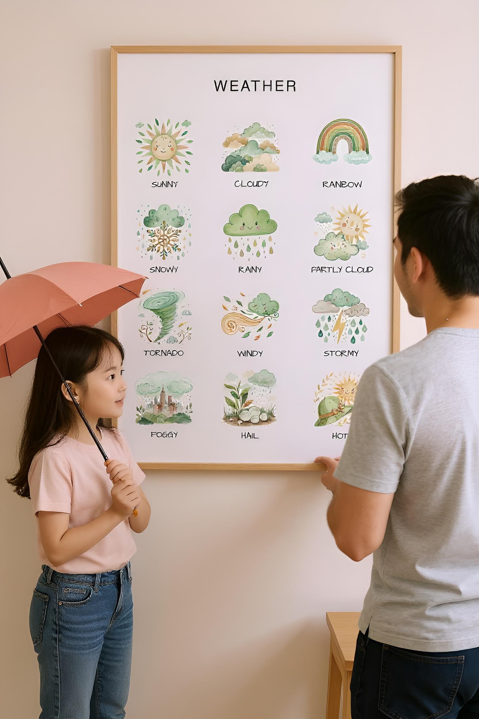 Weather Chart Poster: Montessori Educational Print for Kids (digital ...