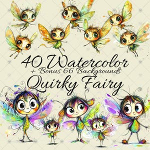 Watercolor Fairy Clipart Bundle (40+), Fairy Garden Backgrounds, Digital Clip Art for Crafts, DIY, Nursery Decor & Invitations and More!