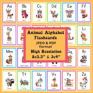 Animal Alphabet Flash Cards | Montessori Educational Cards | Busy Book, Preschool Activity, Teaching Materials for Homeschool Learning