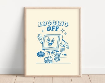 Retro Quote Wall Print, Trendy Poster, Digital Download Print, Large Printable Art, Out Of Office, Retro Character Wall Art