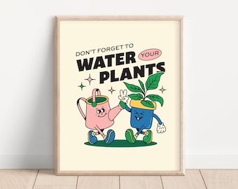 Retro Plant Quote Wall Print, Trendy Poster, Digital Download Print, Large Printable Art, Pink Green Poster, Retro Character Wall Art