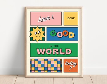 Retro Quote Wall Print, Trendy 70's Poster, Digital Download Print, Large Printable Art, Positive Affirmation Print, Retro Classroom Decor