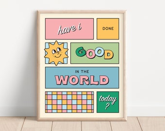 Retro Quote Wall Print, Trendy 70's Poster, Digitale Download Print, Afdrukbare Wall Art, Positieve Bevestiging Print, Retro Classroom Decor