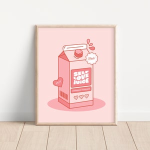 Self Love Juice Print, Retro Wall Print, Y2K Wall Art, Self Love Affirmation, Digital Download Print, Printable Art, Retro Poster Aesthetic