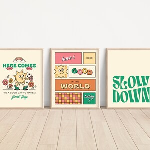 Retro Poster 3er Set, Trendige Wanddekoration, Retro Klassenzimmer Poster, Digital Download druckbare Kunst, Positive Affirmation Print, Gallery Wall