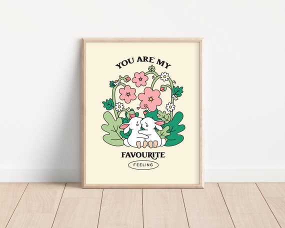 Retro Bunny Wall Print Quote, Digital Download Print, Classroom Decor, Positive Affirmations Print, Trendy 70's Poster, Cute Nursery Poster