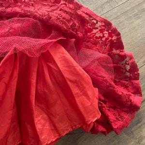 50s MCM Red Lace Vintage Dress image 8