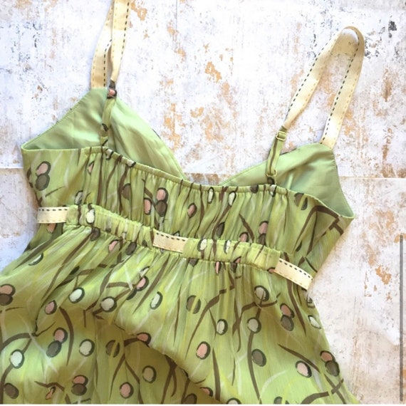 90s BCBG Green Chiffon Dress - image 5