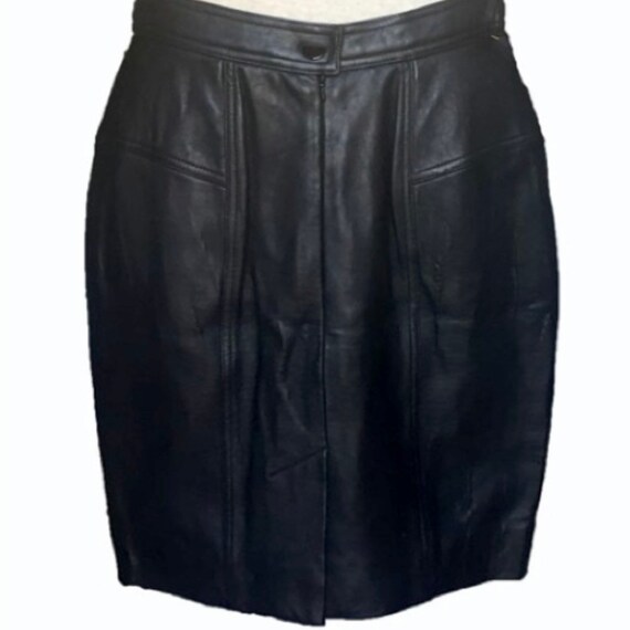 Vintage 80s Dana Buchman Leather Skirt - image 3