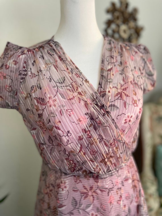 80s Sheer Floral Dress - image 2