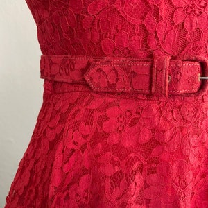 50s MCM Red Lace Vintage Dress image 3