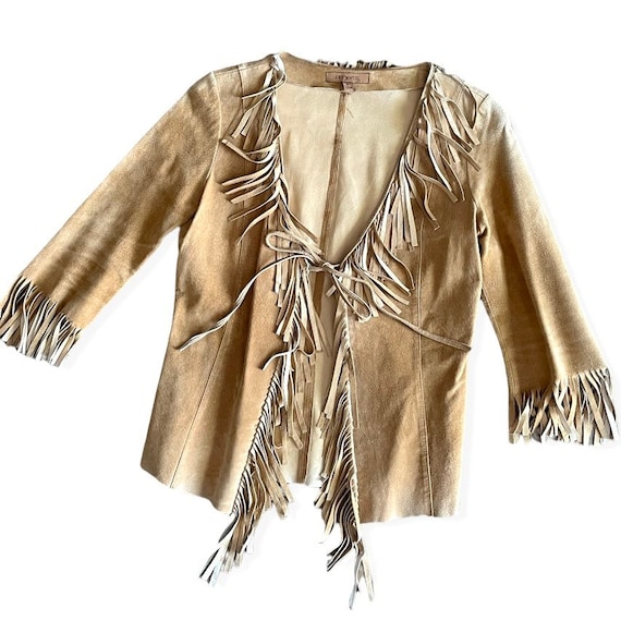 90s Arden B Suede Fringe Jacket - Etsy