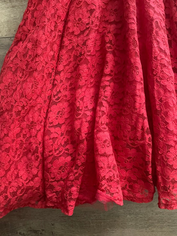 50s MCM Red Lace Vintage Dress - image 7