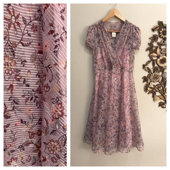 80s Sheer Floral Dress - image 3