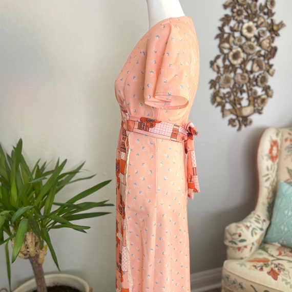 Vintage Cottagecore Sears Pastel Patchwork Maxi D… - image 2