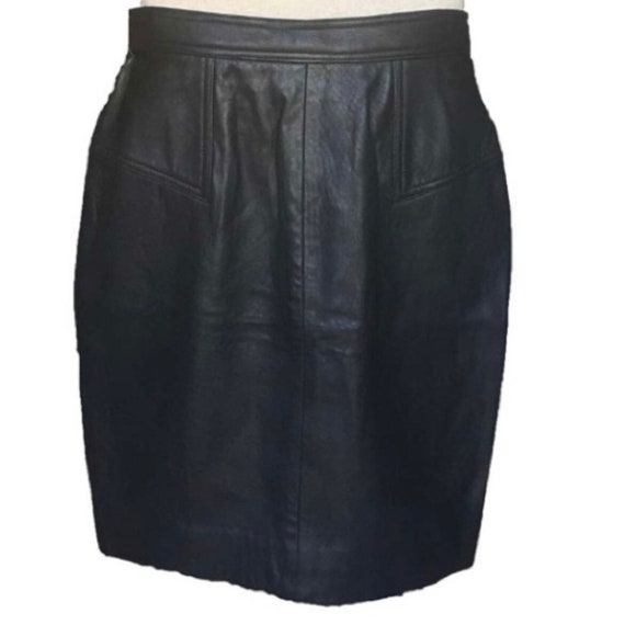 Vintage 80s Dana Buchman Leather Skirt - image 1