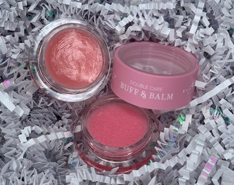 Strawberry Lip Scrub and Balm, Buff and Balm Lip Repair, Lip Exfoliant, Flavored Lip Balm