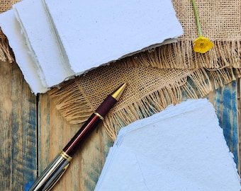 Handmade Recycled Paper Cards and Envelopes with Deckle Edge