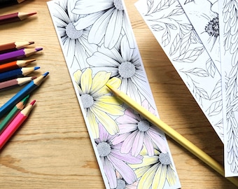 Floral Coloring Bookmarks | Nature Designs for Adults & Kids (Instant Download)