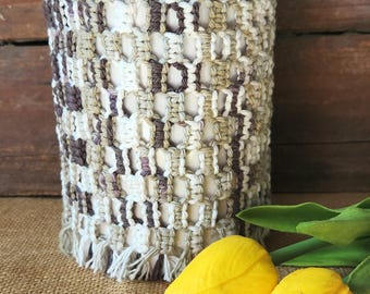 Macrame on Upcycled Plastic Container