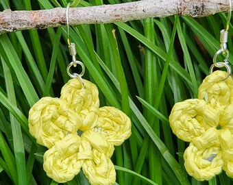 Small Flower Earrings (made from Upcycled Plastic Bags)