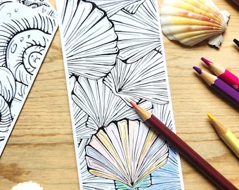 Seashell Coloring Bookmarks | Beach Coastal DIY Craft (Instant Download)