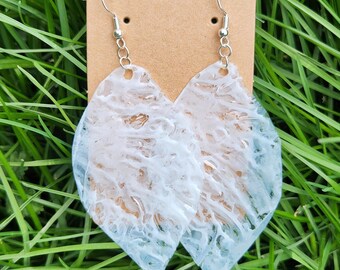 Upcycled Fused Plastic Leaf Earrings