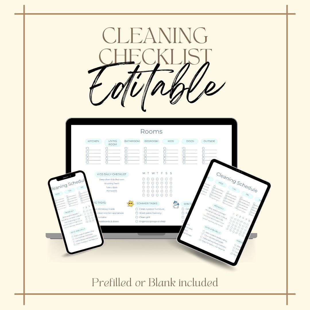 Editable Cleaning Schedule Canva Template, Minimalist Cleaning Planner ...
