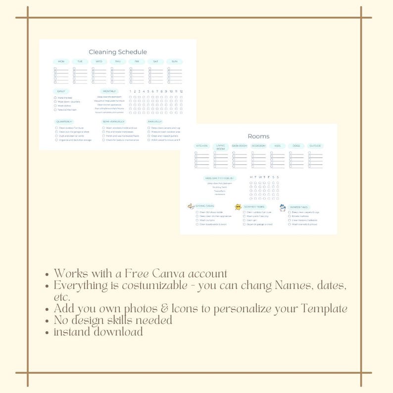 Editable Cleaning Schedule Canva Template, Minimalist Cleaning Planner ...
