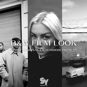 10 Black and White Film Look Lightroom Presets / Mobile & Desktop / Monotone / Blogger / Matte / Dark Tones / 35mm /Dramatic / Contrast