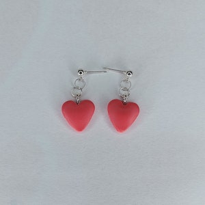 Valentine&#39;s Day Puffy Heart Dangle Earrings | Nickel Free and Silver Plated