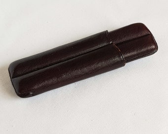 Vintage cigar case. Antique leather case for two cigars. 2 cigar case. Unique gift for smoker.