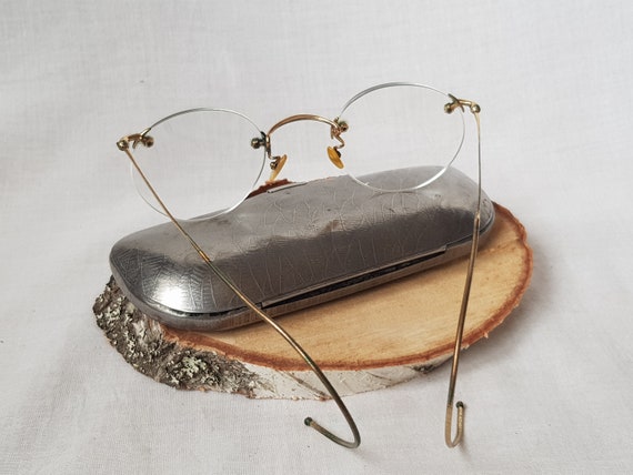 Antique eyeglasses Hansa, gilded frame. Retro gla… - image 3