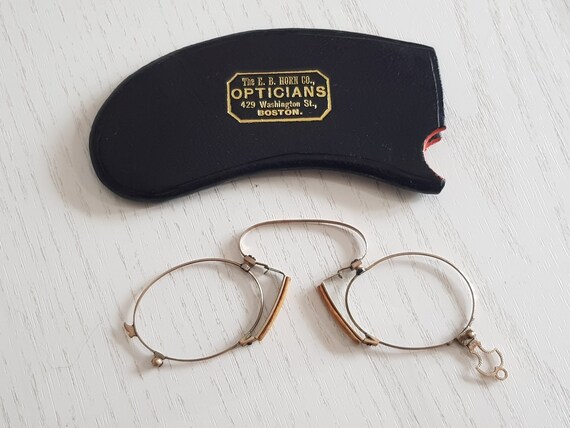 Vintage Pins in an Old Leather Case. the E.B. Horn OPTICIANS