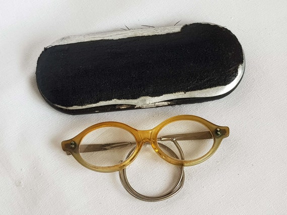 Vintage small size eyeglasses, retro style. Old c… - image 1