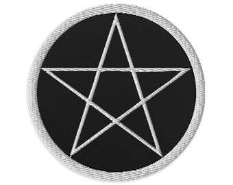 Parche bordado con pentagrama en blanco y negro