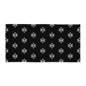Unicursal Hexagram Towel | Thelema | Full Print | Black