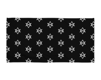 Unicursal Hexagram Handtuch | Thema | Volldruck | Schwarz