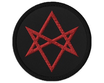 Unicursal Hexagram Embroidered Patch | Black & Red